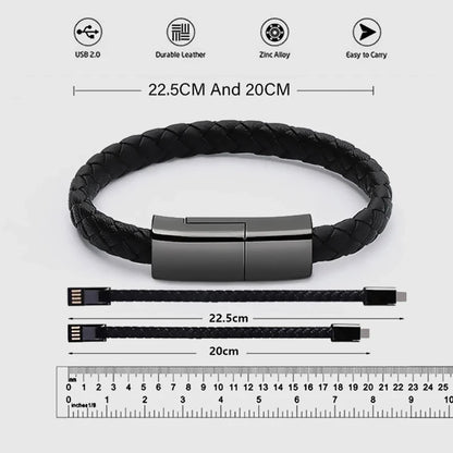 Portable Bracelet Charging Cable – Fast USB Charger for iPhone, Samsung, Xiaomi & More